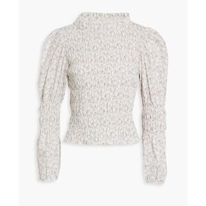 Shrimps Antoon Shirred Printed Cotton Poplin Top